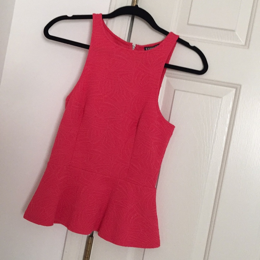 Pink textured peplum